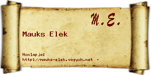 Mauks Elek névjegykártya